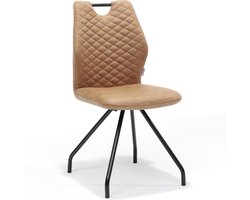 Stoel Mees Cognac - Stof - Set van 4 - Zithoogte 48.50 cm - Zitdiepte 45 cm