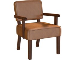 Stoel met armleuning - Comfortabele fauteuil - Ontspannen zitten - Ergonomisch design - 1 Chaise - Bruin leder