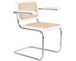 Stoel met armleuning DKD Home Decor Wit Zilverkleurig Natuurlijk Rotan Elmhout 65,5 x 62 x 79 cm