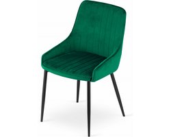 Stoel MONZA - Groen, Velvet Zitting, Tijdloos Design, Ergonomische Metalen Poten, Geschikt voor Woonkamer, Slaapkamer, Eetkamer, Kantoor en Wachtkamer, Max. 120 kg