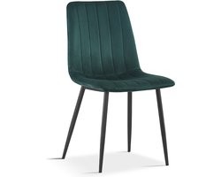 Stoel Nikkie Groen - Velours - Set van 2 - Zithoogte 45 cm - Zitdiepte 40 cm