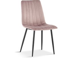 Stoel Nikkie Roze - Velours - Set van 2 - Zithoogte 45 cm - Zitdiepte 40 cm