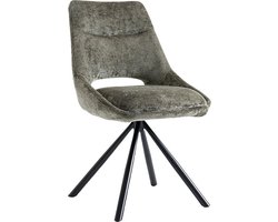 Stoel Noortje Groen - Metaal - Stof - Set van 2 - Zithoogte 50.5 cm - Zitdiepte 44 cm