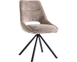 Stoel Noortje Taupe - Metaal - Stof - Set van 2 - Zithoogte 50.5 cm - Zitdiepte 44 cm