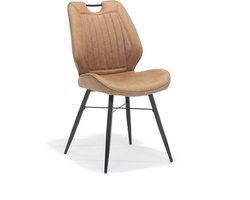 Stoel Olivier Cognac - Stof - Set van 4 - Zithoogte 52 cm - Zitdiepte 44 cm