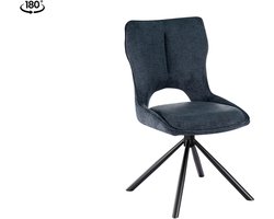 Stoel Orin Blauw - Stof - Set van 2 - Draaibaar - Zithoogte 49 cm - Zitdiepte 48 cm