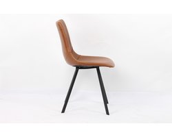 Stoel 'Oslo' PU Cognac - Poten zwart - Set van 2