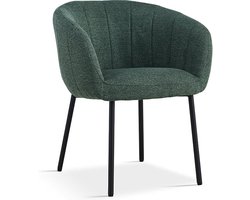 Stoel Pia Groen - Stof - Set van 2 - Zithoogte 48 cm - Zitdiepte 44 cm - Met armleuning