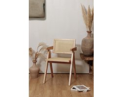 stoel Pierre Jeanneret - kleur bleek eik - rotan - hoge kwaliteit