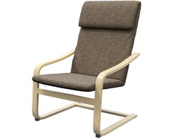 Stoel, relaxstoel, armstoel, ligstoel, met hoofdsteun, eenvoudig modern comfortabel, geschikt voor woonkamer, slaapkamer en balkon 65×69×98 cm bruin hout