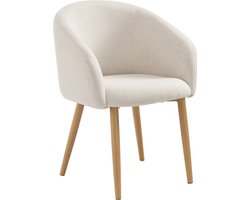Stoel Romy Beige - Polyester - Zithoogte 50 cm - Zitdiepte 45 cm - Met armleuning