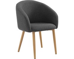 Stoel Romy Zwart - Polyester - Zithoogte 50 cm - Zitdiepte 45 cm - Met armleuning