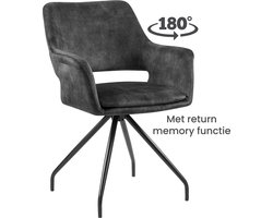 Stoel Roos – Eetkamerstoel - Stof Velvet – Donkergrijs Adore – Draaibare eetkamerstoel