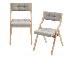 Stoel Set van 2 48x61x77cm Klapstoel Grijs Hout Draagbaar En Gemonteerd Vouwbare Eetkamerstoel Voor Gasten Keuken Kantoor Bruiloft En Feest