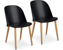 Stoel - set van 2 - tot 150 kg - zitting 43,5 x 43 cm - zwart - rugleuning transparant - Fromm & Starck