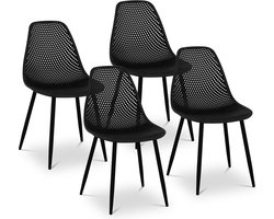 Stoel - set van 4 - tot 150 kg - zitting 52 x 46.5 cm - zwart - Fromm & Starck