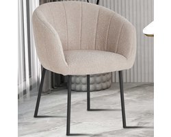 Stoel Sevilla Bouclé Zand | Metalen Poten H-H 79 x B-L 57 x D-P 62 cm