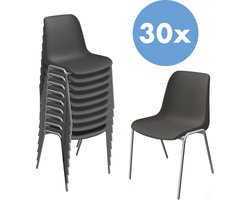 Stoel Solid - Partij van 30 - antraciet/chroom - Geschikt voor kantine, vergaderzaal, congrescentrum