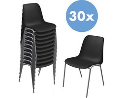 Stoel Solid - Partij van 30 - zwart/chroom - Geschikt voor kantine, vergaderzaal, congrescentrum