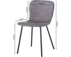 Stoel Stella Taupe - Kunstleer - Set van 4 - Zithoogte 47.5 cm - Zitdiepte 39 cm