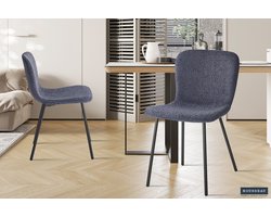 Stoel Susan Bouclé Donkergrijs | Metalen Poten en Stoffering | 77x45x52 cm - Set van 2