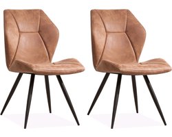 Stoel Tesla - Cognac - set van 2 stoelen