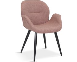 Stoel Tina Roze - Polyester - Set van 2 - Zithoogte 48 cm - Zitdiepte 44 cm - Met armleuning