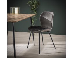 Stoel Velvet Antraciet Ronde Buis Onderstel - Giga Meubel - Set van 4