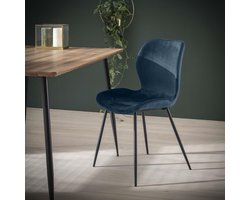 Stoel Velvet Blauw Ronde Buis Onderstel - Giga Meubel - Set van 4