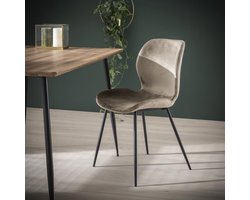 Stoel Velvet Champagne Ronde Buis Onderstel - Giga Meubel - Set van 4