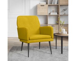Stoel, zitmeubel, geel, 62 x 79 x 79 cm, fluweel, comfortabele relaxstoel met gevoerde rugleuning en zachte fluwelen bekleding voor een comfortabele zitervaring