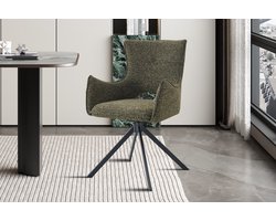 Stoel/Armstoel Billy in stof harper groen Draaibaar - H 88 x B 57.5 x D 60 cm