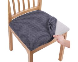 Stoelbekleding, zitvlak, set van 2, stretch overtrek voor stoelen, stoelhoezen voor eetkamerstoelen, afwasbaar, stoelhoezen voor stoelen, donkergrijs