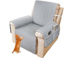 Stoelbeschermer voor relaxstoel - antislip - 1 stuk - grijs - flanel - 53 x 190