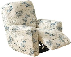 Stoelbeschermers voor Relaxfauteuils - 4-delige Elastische Bescherming met Opbergzakken en Stretchmateriaal (Vlinderprint)