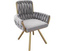 Stoelen 1-delig set Eetkamerstoelen Draaibare stoelen Relaxstoelen Multifunctionele stoelen Met 4 stevige metalen poten Huidvriendelijke zachte stof Geschikt voor eetkamer woonkamer en slaapkamer Beige