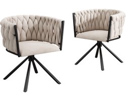 Stoelen 2 Stuks 56x46x71cm Eetkamerstoel Draaistoel Beige Fluweel Met Vier Metalen Poten Geschikt Voor Woonkamer Slaapkamer En Vrijetijdsruimte