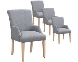 Stoelen 4-delige set eetstoelen lounge stoelen multifunctionele stoelen met 4 houten poten met verstelbare hoogte en armleuningen zachte huidvriendelijke stof geschikt voor eetkamer woonkamer en slaapkamer 51x61x88cm grijs