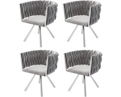 Stoelen 4 Stuks 51x44x72cm Eetkamerstoelen Grijs Fluweel Luxe Draaistoel Met Metalen Poten Comfortabele Loungestoel Geschikt Voor Woonkamer Slaapkamer