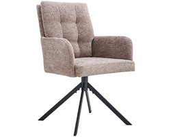 Stoelen Draaistoel Granada | metalen poten | in stof zand kleur - Set van 2