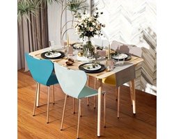 Stoelen – Eetkamerstoelen – Bureaustoelen – Kuipstoelen – Stapelbaar – Ruimtebesparend – Gemaakt Van Duurzaam Kunststof – Set Van 4 In Vier Kleuren (Wit, Blauw, Roze, Groen)