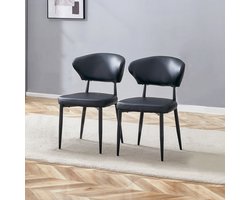 Stoelen - Eetkamerstoelen - Gebogen rugleuning - Comfortabel ontwerp - Ergonomisch ontwerp - Geschikt voor thuisgebruik - Zwart - 2 stoelen