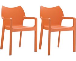 Stoelen - Eetkamerstoelen - Set van 2 - Kunststof - Oranje - 57x53x84 cm