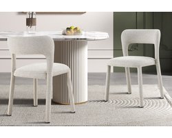 Stoelen 'Elvas' Stapelbaar in stof Ote Ecru kleur - H 78.5cm x B 51 x D 57 cm