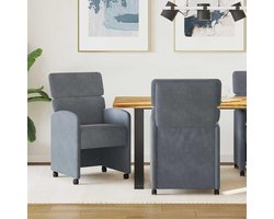 Stoelen met wieltjes - Zitmeubelen set - Eetkamer kantoor - Fluwelen bekleding - 58x65x98 cm - Donkergrijs