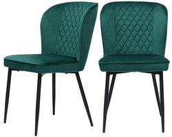 Stoelen set van 2 eetkamerstoelen make-up stoelen multifunctionele stoelen met huidvriendelijke zachte fluwelen bekleding comfortabele zachte zitting stevig metalen frame 47×43×86 cm groen