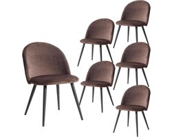 Stoelen set - Zitmeubelen - Eetkamer Woonkamer - Fluwelen Bekleding - 44 x 47 x 80 cm - Bruin