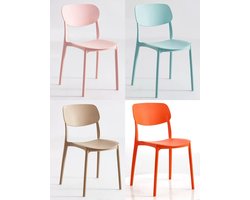 Stoelen van 4 - Stoelen - Kantoor - Eetkamerstoel - Stapelbaar - Roze - Blauw - Oranje - Bruin - Binnen/Buiten