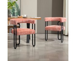 Stoelen van twee, Chenille Dining stoel set met ronde rugleuningontwerp, comfortabele keukenstoelen, comfortabele moderne eetkamers voor eetkamer woonkamer slaapkamer
