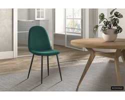 Stoelen - Zaza Home – Velours bekleding – Zwarte poten - Groen